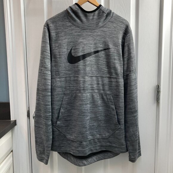 Nike Gray Large Black Swoosh Dri Fit Athletic Men's Cowl Hoodie Size Small - Picture 1 of 5